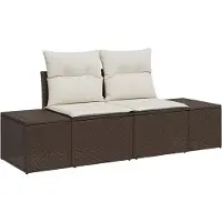 vidaXL Canapé de jardin avec coussins, marron, 184 x 62 x 69 cm, en rotin synthétique
