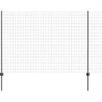 vidaXL Clôture européenne avec poteaux, 10 x 1,6 m, acier revêtu de PVC, gris