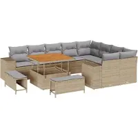 vidaXL Ensemble de canapé de jardin avec coussins avec coussins 12 pcs Beige et gris clair