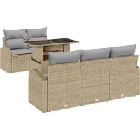 vidaXL Ensemble de canapés de jardin avec coussins (6 pièces), beige, en rotin synthétique