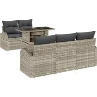 vidaXL Ensemble de canapés de jardin avec coussins (6 pièces), gris clair, en rotin synthétique