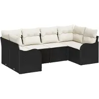 vidaXL Ensemble de canapés de jardin en polyrotin noir