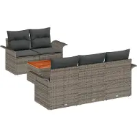 vidaXL Ensemble de canapé de jardin avec mémoire 6 pcs Gris Poly-Rotin