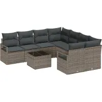 vidaXL Ensemble de canapés avec coussins avec mémoire 9 pcs Gris Poly-Rotin
