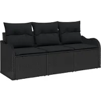 vidaXL Ensemble de canapés de jardin avec rangement, 3 pièces, en rotin synthétique noir