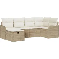 vidaXL Ensemble de canapé de jardin avec coussins avec mémoire 6 pcs Beige Poly Rattan