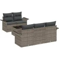 vidaXL Ensemble de canapé de jardin avec coussins 6 pcs Gris 55 x 55 x 37 cm