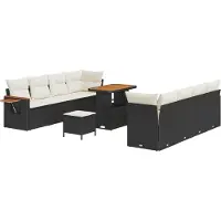 vidaXL Ensemble de canapé de jardin avec coussins 12 pcs noir et crème poly rotin