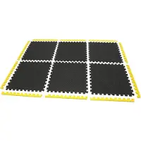 HBM Jeu de dalles de sol EVA de pour la protection des sols, 6 pièces, noir, jaune