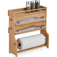 Relaxdays Étagère à épices, Distributeur d'essuie-tout, Marron