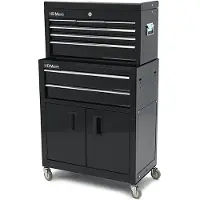 HBM Chariot à outils avec armoire supérieure, noir, modèle 2