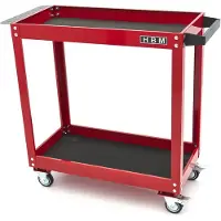 HBM Chariot à outils mobile à 2 niveaux, rouge