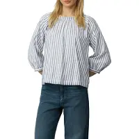 s.Oliver Red Label Chemisier bleu-gris / blanc cassé