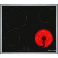 Bosch Table de cuisson, PKE645FP2E SER6, table de cuisson électrique, 4 zones, DirectSelect, PowerBoost, Restart, châssis en acier inoxydable, 6,9 kW, 60 cm