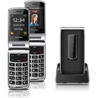 Beafon Bea-fon SL495 LTE, boîtier à clapet, SIM unique, 6,1 cm (2.4"), Bluetooth, 800 mAh, noir, argenté
