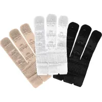 Bye Bra Extenseurs de soutien-gorge 3 Crochet, Beige, Noir, Blanc, (Lot de 3, Taille unique)