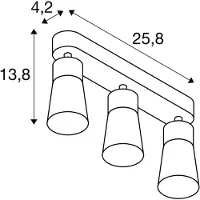 SLV PURI 2.0 Cone, applique murale et plafonnier, long, 3 x max. 6W GU10, blanc 1008326