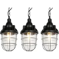 QAZQA Ensemble de 3 lampes suspendues industrielles noires - Cabin