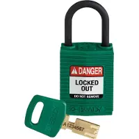 Brady Safekey Serrure de sécurité compacte en nylon avec anse en nylon, vert, hauteur de l'anse 25 mm