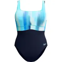 Speedo Shaping Contoureclipse Printed Swimsuit Bleu UK 34 Femme