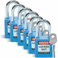 Brady Cadenas de sécurité standard avec anse en acier, bleu, hauteur de l'anse 38mm, diamètre de l'anse