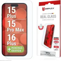 Displex Real Glass, 2D Panzerglas (1 pcs, Apple iPhone 15 Plus, Apple iPhone 15 Pro Max, Apple iPhone 16 Plus), Téléphone portable : film de protection, Transparent