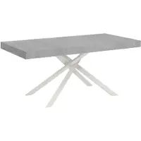 Ityhome - Table extensible 160/264x90 cm Karida gris béton pieds blancs