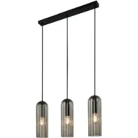 Nordlux Lustre Miella sur barre avec effet plissé, Variante : Ø 100 x 300 mm, 3 x 25 W, fumé