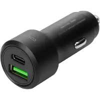 Deltaco Chargeur USB pour voiture, 1x USB-C, PD 18 W, 1x USB-A, 18 W, 36W, métal