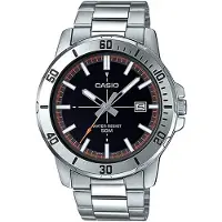 Casio MTP-VD01D-1E2V Montre analogique sportive pour hommes Enticer en acier inoxydable avec cadran noir