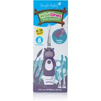 Brush-Baby WildOnes Brosse à dents électrique pour enfants au design hippopotame pour les enfants de 0 à 10 ans