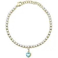 La Petite Story Tennis Love Steel Cryst Acqu Heart Bracelet Doré Femme