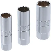 Bgs Jeu de douilles pour bougies d'allumage, entraînement dodécagonal, carré intérieur 10 mm (3/8") SW 14 - 16 - 18 mm 3pcs - 6858