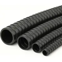 Wiltec Tuyau d'aspiration noir – 50 m / Ø 32 mm (1 1/4") / 205 g/m – avec Spirale de renforcement – Tube souple sans pression en PVC – pour Arrosage Irrigation Jardinage Évacuation Refoulement