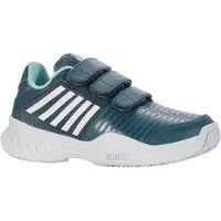 K-swiss Chaussures de Tennis Kids Court Express Strap Omni Indian Teal White Aqua Splash-Taille 33