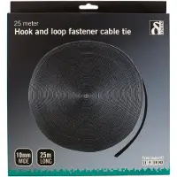 Deltaco CM1025S cable tie Hook & loop cable tie Velcro Black 1 pc(s)