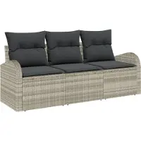 vidaXL Ensemble de canapés de jardin avec rangement, 3 pièces, gris clair, rotin synthétique