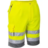 Portwest Bermuda haute visibilité HiVis Poly-coton Jaune / Gris XXL