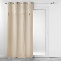 Douceur d'intérieur Douceur d'Intérieur, Rideau à Oeillets (140 x 240 cm) Rafina, Coton Finition Top Imprimé Métallisé et Pompon