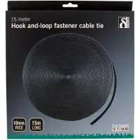 Deltaco CM1015S cable tie Hook & loop cable tie Velcro Black 1 pc(s) (Serre-câbles velcro, 1 pcs)