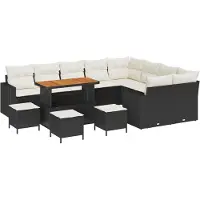 vidaXL Ensemble de canapés de jardin 12 pcs noir poly rotin
