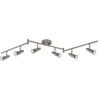 Briloner Plafonnier LED Spot LEUCHTEN ONE, 3 W, 250 lm, IP20, nickel mat, métal, incl., 6x GU10, 120 x 10 x 15 cm