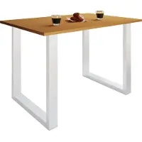 VCM Table en bois | H. 76 x W. 110 x T. 80 cm | Repose-pieds massif et de haute qualité | Pieds en fer | Table de cuisine - Xona U