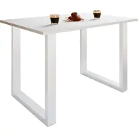 VCM Table en bois | H. 76 x W. 110 x T. 80 cm | Repose-pieds massif et de haute qualité | Pieds en fer | Table de cuisine - Xona U
