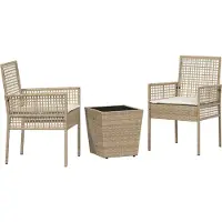 vidaXL Ensemble de jardin , 3 pièces, beige, en polyrotin