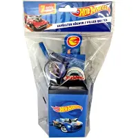 Hot Wheels Set de bureau 7 pièces comprenant un crayon, une gomme, une règle, un carnet et un support