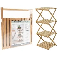 H&S Étagère pliable 4 niveaux bambou