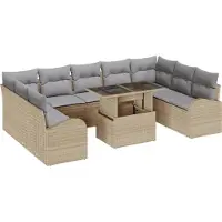 vidaXL Ensemble de canapés de jardin , 10 pièces, en polyrotin beige et gris clair