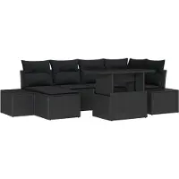 vidaXL Ensemble de canapés de jardin , 7 pièces, noir, en résine tressée