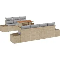 vidaXL Salon de jardin avec coussins 8 pcs Beige et Gris